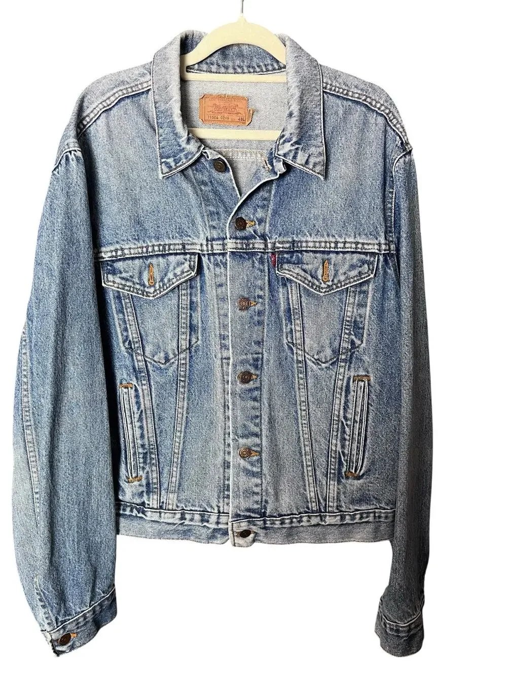VTG Levi’s 71506-0216 Denim Trucker Jacket Made USA 48L Faded Type III 80s 90s